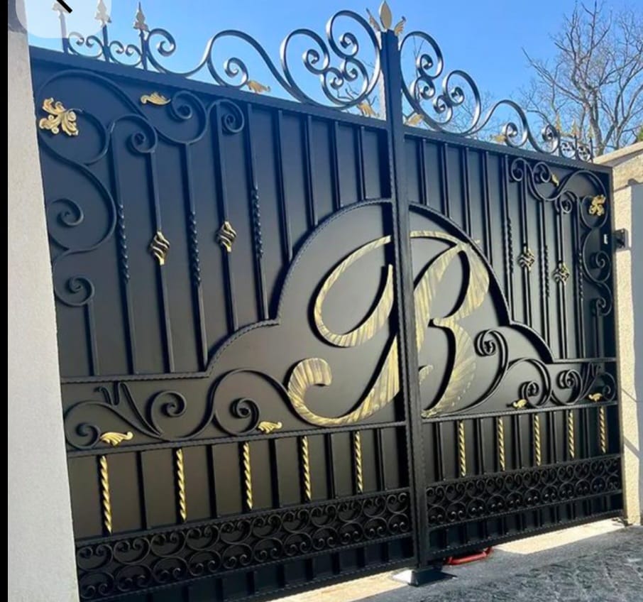 Custom ornamental gate with monogram