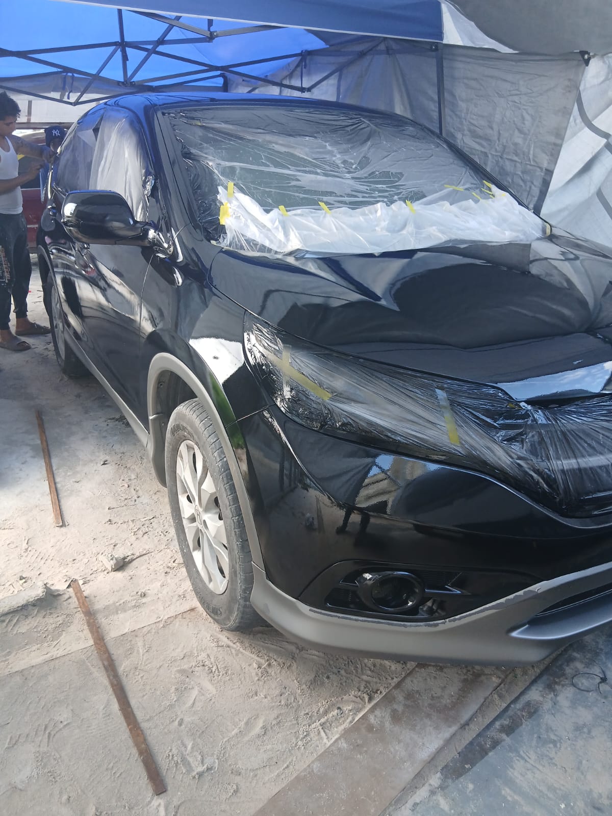 SUV body paint job in progress